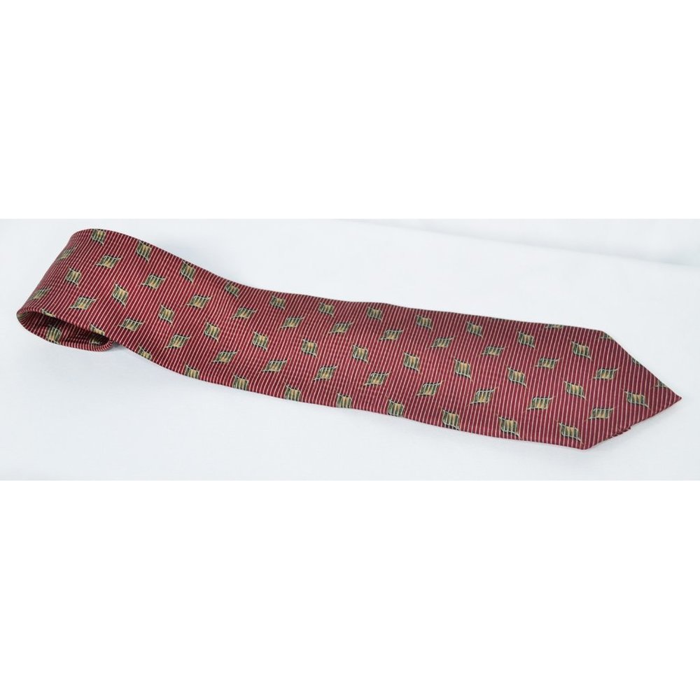 Vintage Bill Blass Black Label 100% Silk Tie Burgundy Gold Stripe 56”